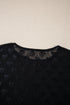 Sheer Mesh Long Sleeve Bow Pattern Top