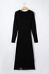 Sheer Mesh Long Sleeve Twisted Knot Bodycon Midi Dress
