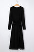 Sheer Mesh Long Sleeve Twisted Knot Bodycon Midi Dress