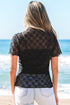 Sheer Mesh Mock Neck Bow Detail Top