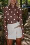 Sheer Mesh Polka Dot Long Sleeve Mock Neck Bodysuit