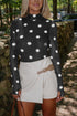 Sheer Mesh Polka Dot Long Sleeve Mock Neck Bodysuit