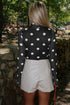 Sheer Mesh Polka Dot Long Sleeve Mock Neck Bodysuit