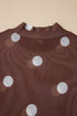 Sheer Mesh Polka Dot Long Sleeve Mock Neck Bodysuit