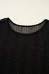 Sheer Mesh Rhinestone Shimmer Fitted Long Sleeve Top