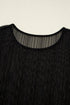 Sheer Mesh Rhinestone Shimmer Fitted Long Sleeve Top