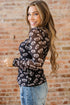 Sheer Mesh Rugby Style Long Sleeve Top
