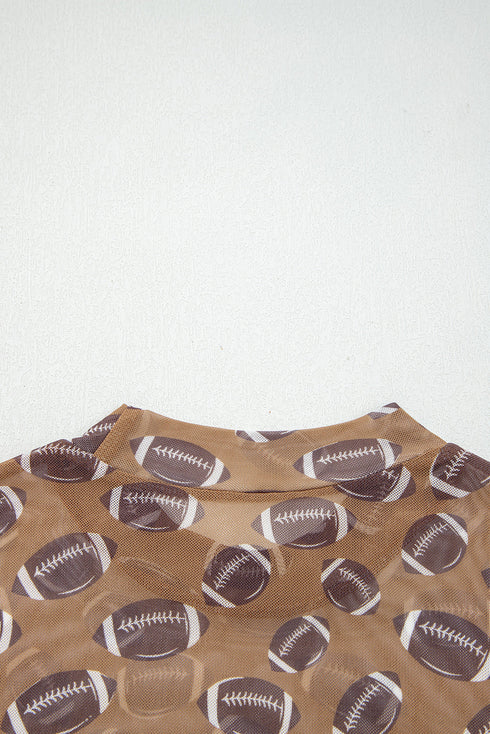 Sheer Mesh Rugby Style Long Sleeve Top