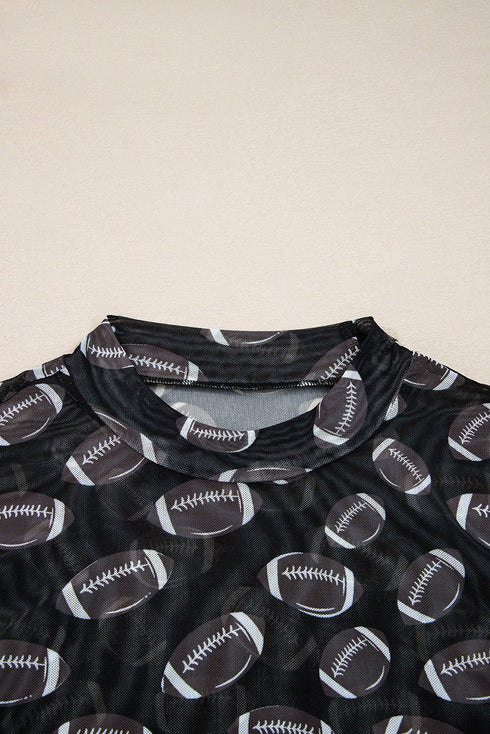 Sheer Mesh Rugby Style Long Sleeve Top
