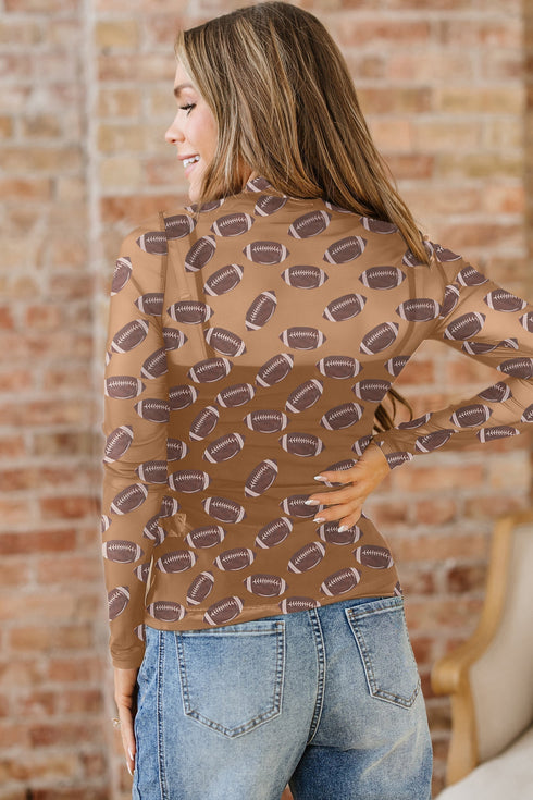 Sheer Mesh Rugby Style Long Sleeve Top