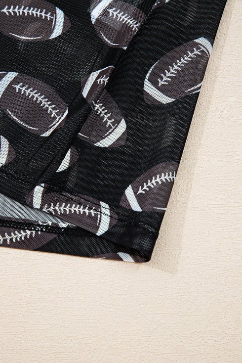 Sheer Mesh Rugby Style Long Sleeve Top