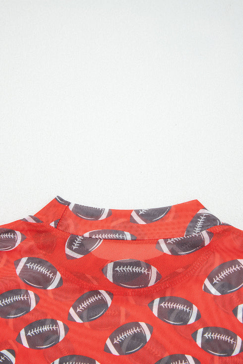 Sheer Mesh Rugby Style Long Sleeve Top
