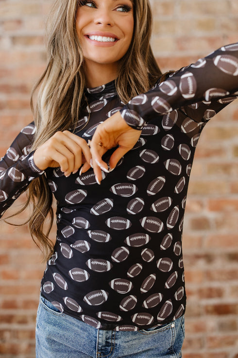 Sheer Mesh Rugby Style Long Sleeve Top