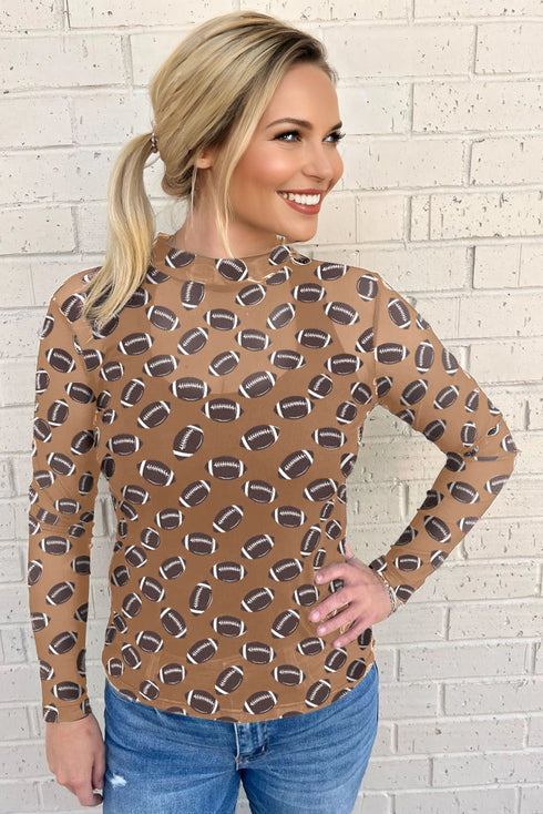 Sheer Mesh Rugby Style Long Sleeve Top