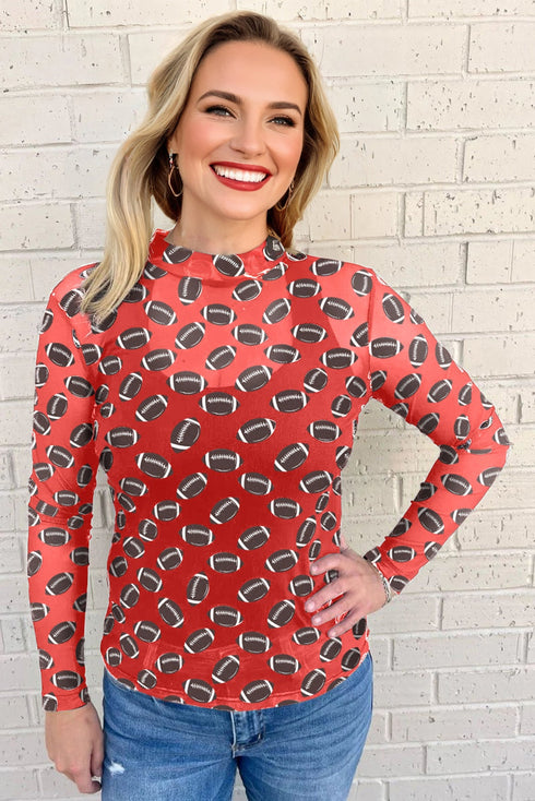 Sheer Mesh Rugby Style Long Sleeve Top