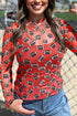 Sheer Mesh Rugby Style Long Sleeve Top