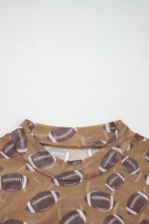 Sheer Mesh Rugby Style Long Sleeve Top