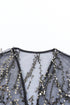 Sheer Mesh Sequin Embellished Open Front Kimono