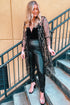 Sheer Mesh Sequin Embellished Open Front Kimono