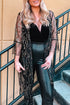 Sheer Mesh Sequin Embellished Open Front Kimono