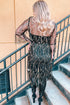Sheer Mesh Sequin Embellished Open Front Kimono