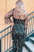 Sheer Mesh Sequin Embellished Open Front Kimono