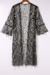 Sheer Mesh Sequin Embellished Open Front Kimono