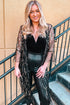Sheer Mesh Sequin Embellished Open Front Kimono