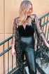 Sheer Mesh Sequin Embellished Open Front Kimono
