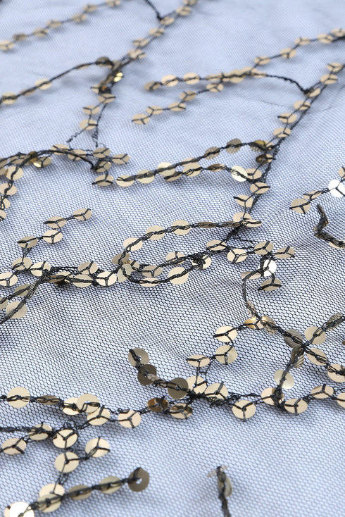 Sheer Mesh Sequin Embellished Open Front Kimono