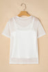 Sheer Mesh Short Sleeve Crew Neck Top