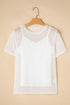 Sheer Mesh Short Sleeve Crew Neck Top