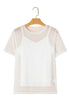 Sheer Mesh Short Sleeve Crew Neck Top