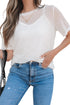 Sheer Mesh Short Sleeve Crew Neck Top