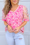 Sheer Mesh Square Neck Puff Sleeve Blouse