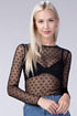 Sheer Mesh Star Print Fitted Long Sleeve Top