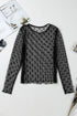 Sheer Mesh Star Print Fitted Long Sleeve Top