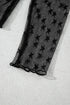 Sheer Mesh Star Print Fitted Long Sleeve Top