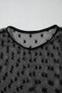 Sheer Mesh Star Print Fitted Long Sleeve Top
