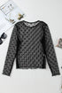 Sheer Mesh Star Print Fitted Long Sleeve Top