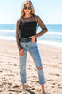 Sheer Mesh Star Print Fitted Long Sleeve Top