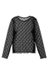 Sheer Mesh Star Print Fitted Long Sleeve Top