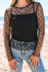 Sheer Mesh Star Print Fitted Long Sleeve Top