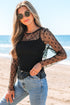 Sheer Mesh Star Print Fitted Long Sleeve Top