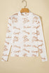 Sheer Mesh Western Graphic Mock Neck Long Sleeve Top