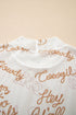 Sheer Mesh Western Graphic Mock Neck Long Sleeve Top