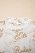 Sheer Mesh Western Graphic Mock Neck Long Sleeve Top