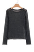 Sheer Metallic Glitter Mesh Fitted Long Sleeve Top