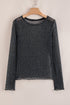Sheer Metallic Glitter Mesh Fitted Long Sleeve Top