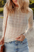 Sheer Plaid Mesh Lettuce Trim Slim Fit Top